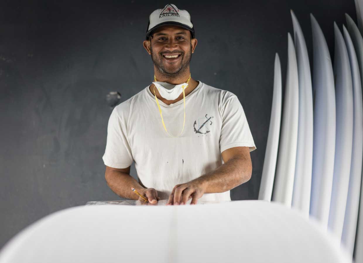 Surfboard shaping in the Kailani workshop